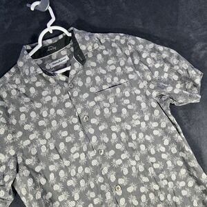 Tommy Bahama Gray Pineapple‎ Print Short Sleeve Button Up Shirt Mens